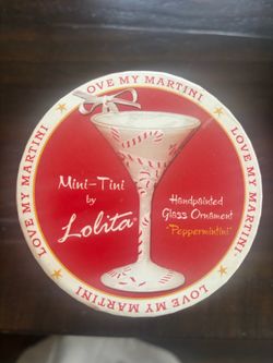 Lolita Christmas, mini martini, handcrafted glass ornaments set of 9