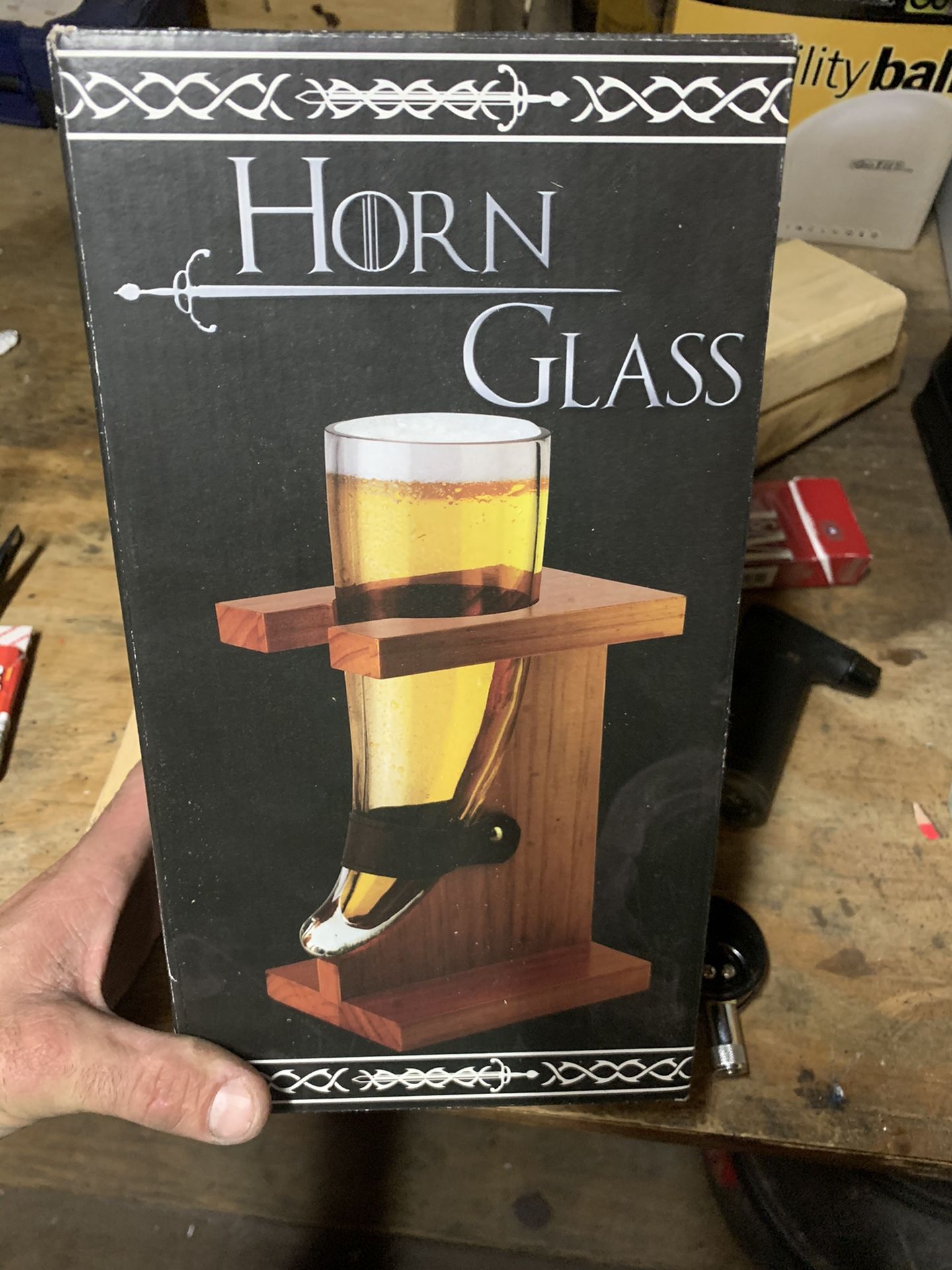 Horn Glass w/ Wooden Stand
