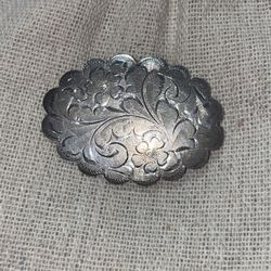 Vintage floral sterling silver brooch