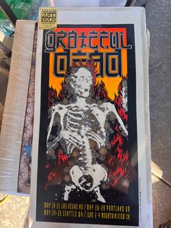 Grateful Dead 1995 Spring Tour Silkscreen Poster "Flaming Skeleton" - Alton Kelley Signed ArtRock COA