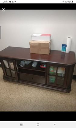 Credenza table and two office desks