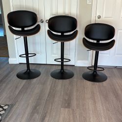 3 Adjustable Leather Barstools