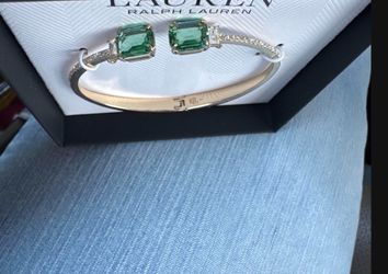 Lauren Ralph Lauren Green Stone Bangle Bracelet