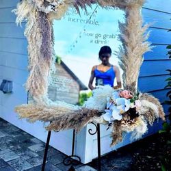 3’ Tall Wedding Mirror With Florals And Wording