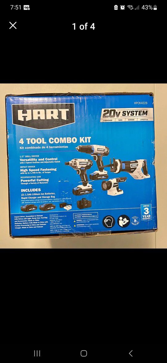 Hart 20 V tool kit