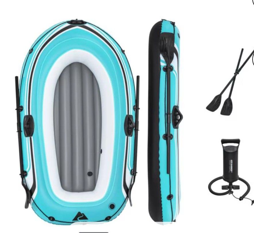 NEW IN BOX 2 Person Inflatable Fishing Boat Float Tube Raft with Oars