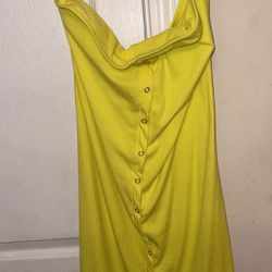 Neon Yellow Woman Off The Shoulders Dress