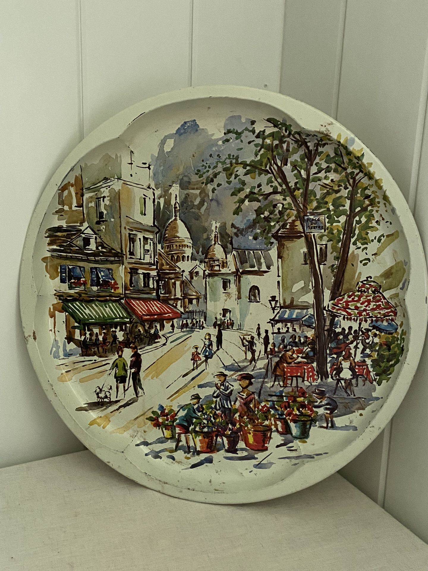 Large Vintage England Tray Paris French Cafe Sacre Coeur Montmartre Daher