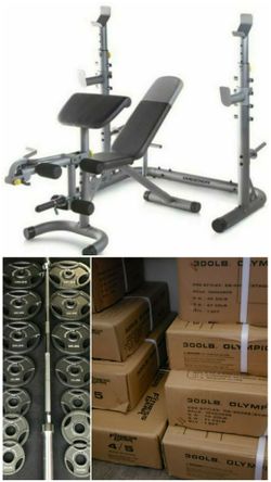 Weider XRS 20 adjustable Olympic workout bench with independent squat rack and preacher curl