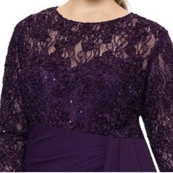 Dress ,long Sleeves, Purple, 20w