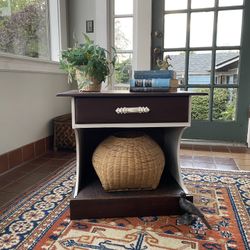 Rad Late Mid-Century Vintage c. 1960s-70s Walnut Nightstand / Side Table