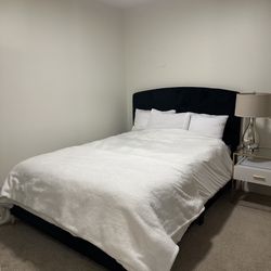 Queen Size Black Velvet Bed Frame 