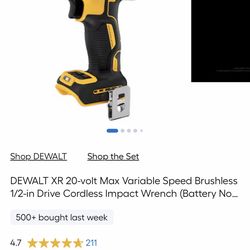Dewalt XR 1/2” Impact Wrench (Tool Only) No Battery No Charger