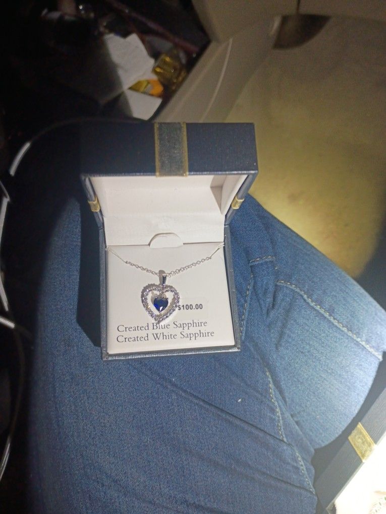 Blue And White Sapphire Diamond Neckless Original Price 100 Only Asking 40.Eqcu Have Multiple Real Sterling Silver I Have Multiple Different Kinds