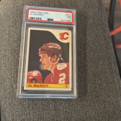1985 OPC Al Macinnis Rookie Card. PSA 7