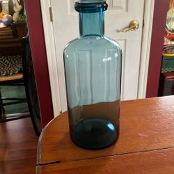 Vintage Larger Teal Apothecary Bottle 