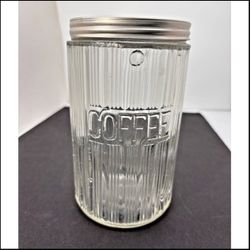 Antique COFFEE Jar, Hoosier Glassware, TRIPLE SKIP Ribbed Pattern w/bubbles