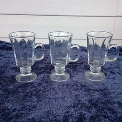 Set/3 Libbey Fundamentals Milan Irish Coffee Clear Glass Pedestal Mugs 