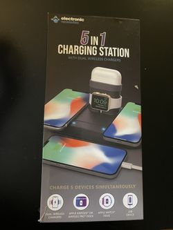 5 In 1 Charging Station With Dual Wireless Chargers 