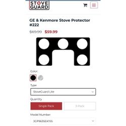 Stove Guard - GE & Kenmore Stove Protector #222 - Black