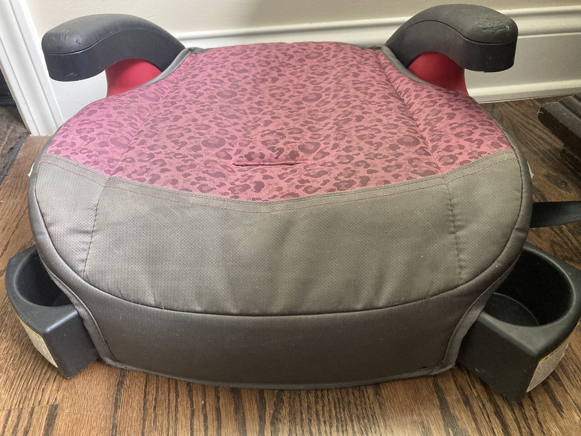 Pink Car Booster Seat With 2 Slide Out Cup Holders For Beverage Or Storage