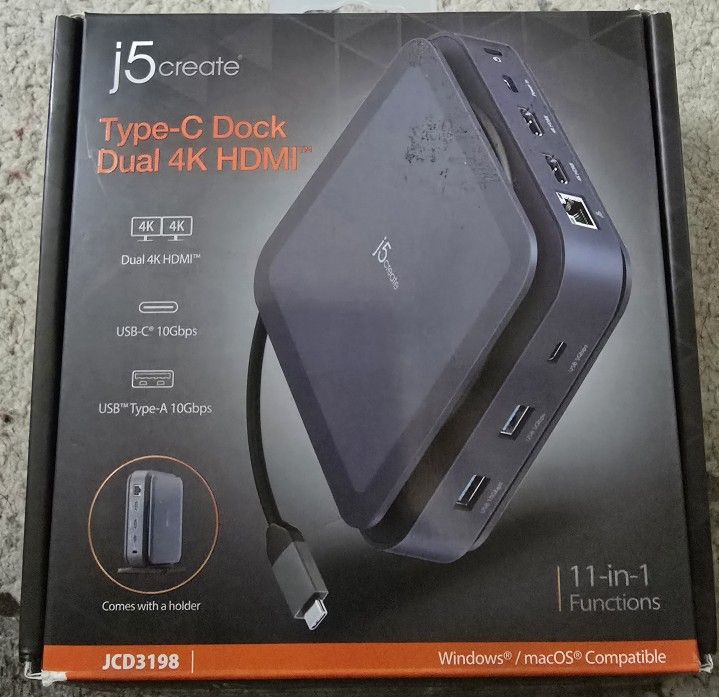 j5create USB-C Dock JCD542 – Like New – Box + Manual – Dual 4K HDMI