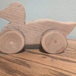 Handcrafted Duck Made Of Butternut Wood And Red Oak