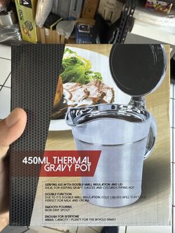 450ml Stainless Steel Thermal Gravy Pot with Lid – Double Wall Insulated Sauce & Cream Jug