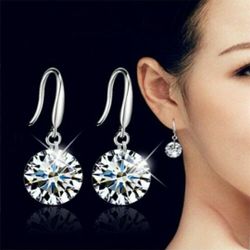 Mini Fashion Silver Color Earring for Women Cubic Zirconia Drop Earrings Stone Pendientes Mujer Moda
