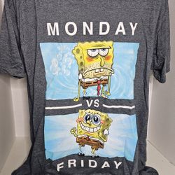 Nickelodeon SpongeBob Monday/Friday Vibes Graphic Tee Mens Lg