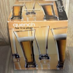 QUENCH PILSNER BEER GLASSES BOXED SET OF 4 