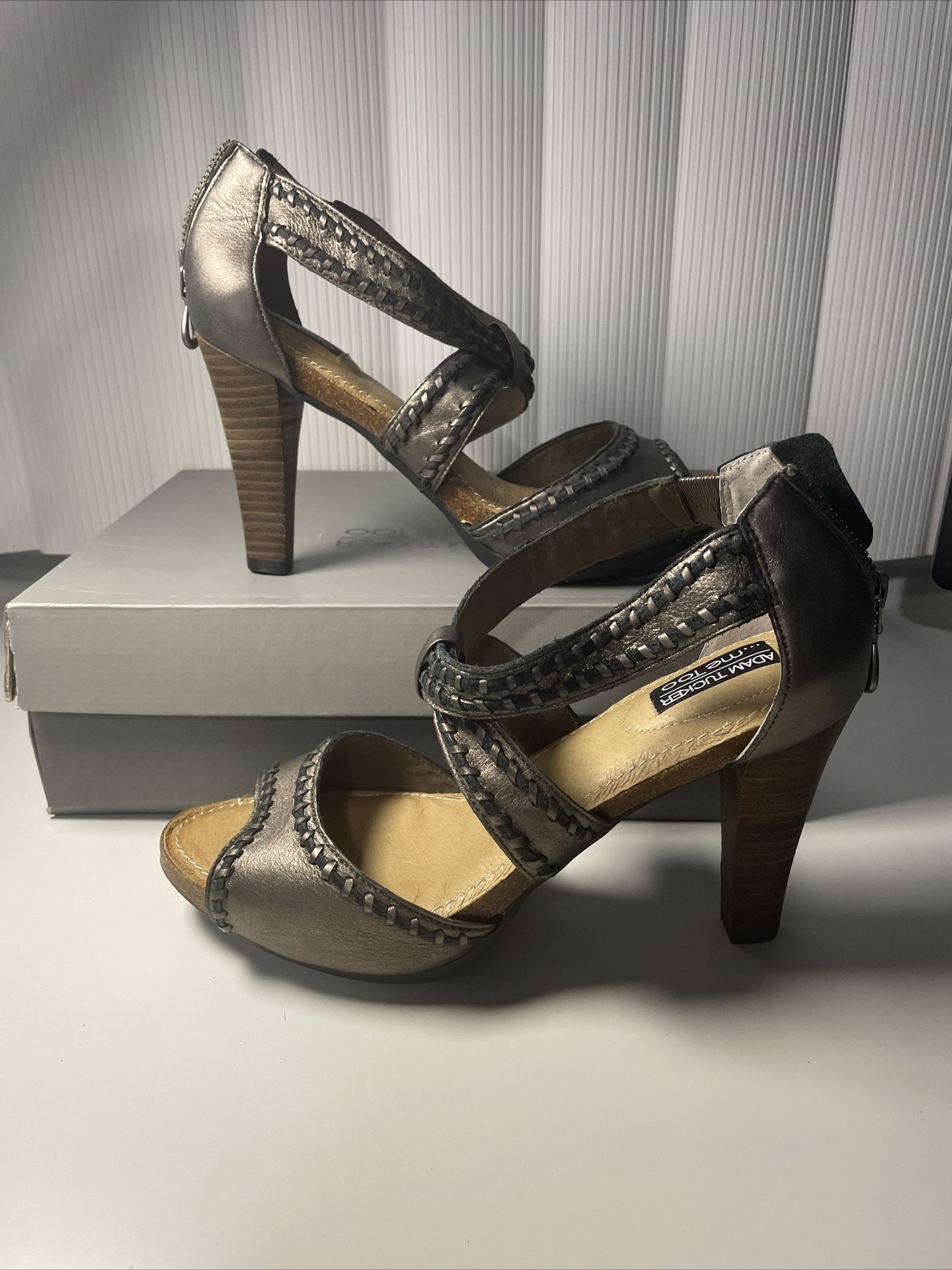 NWT Adam Tucker Me Too Women Brown Heels Size 9 Grafite Heels Brown Open Toe