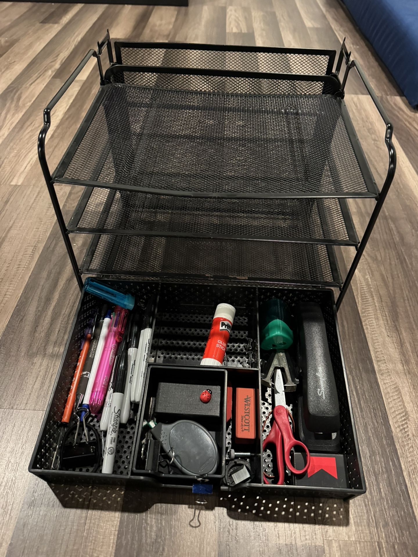 Simple 8‑Tier Desk File Organizer • Letter Tray with Pen Holder & Drawer – Black