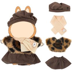 Clothes for Labubu 17cm Dolls(NO Doll) Dolls Outfit for Labubu with Accessories Suit Cute for Lububu Stylish Dress Up Set for LA BUBU Patterned Skirt