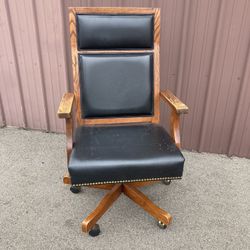 Solid Wood Office Chair Black Brown