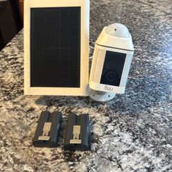 Ring Cameras & Flood Lights  Solar Powered Panel & Two Batteries 