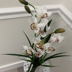 25" Artificial White Orchid Plant With Pretty Pot  