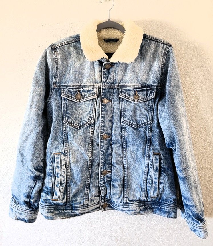 Abercrombie & Fitch Sherpa Lined Denim Mens Jacket