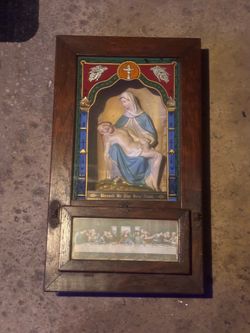 Vintage Catholic Sick Call Shrine / Last Rites Cabinet – Complete