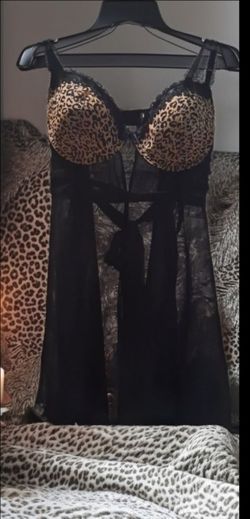 Victorias secret cheetah print and sheer chemise.