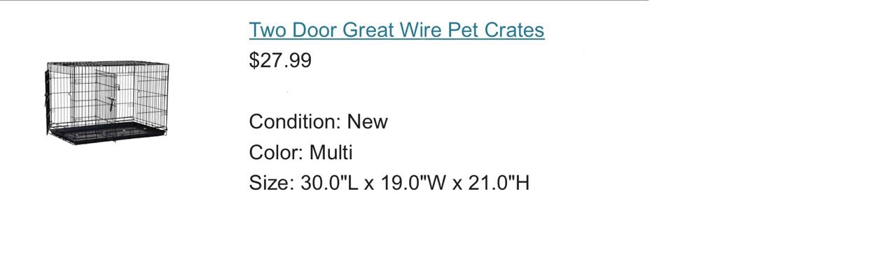 Brand New Dog/Cat Cage 30x19x21