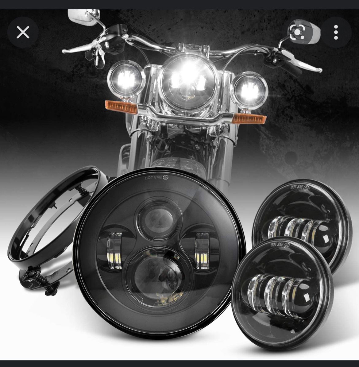 black Headlight And Passing Lights Led For Motorcycle
