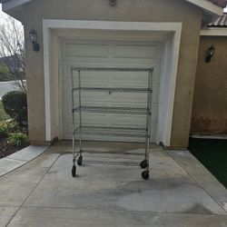 Wire Rack Heavy Duty With Wheels 68 Hight 48 Leanght 18 Width 5 Shelves