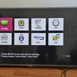LG 42 Inch LED TV With Wall Mount Missing Remote 