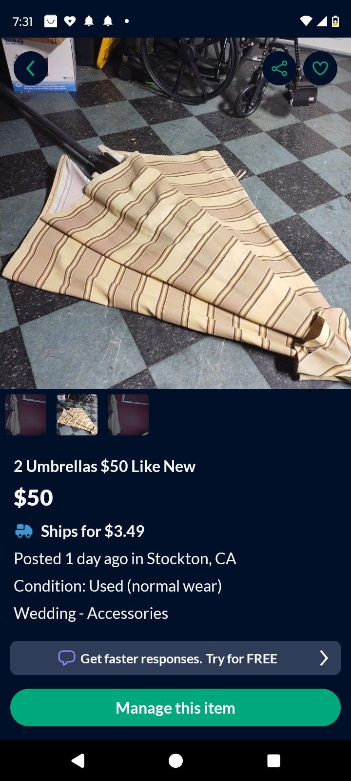 Umbrellas O Shades $2x 50 Dollars