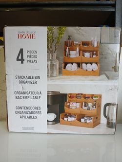 Seville Classics Home Bamboo Stackable Bin Organizer 4 Pieces