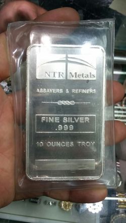 ,999 fine silver 10 ounces troy bar