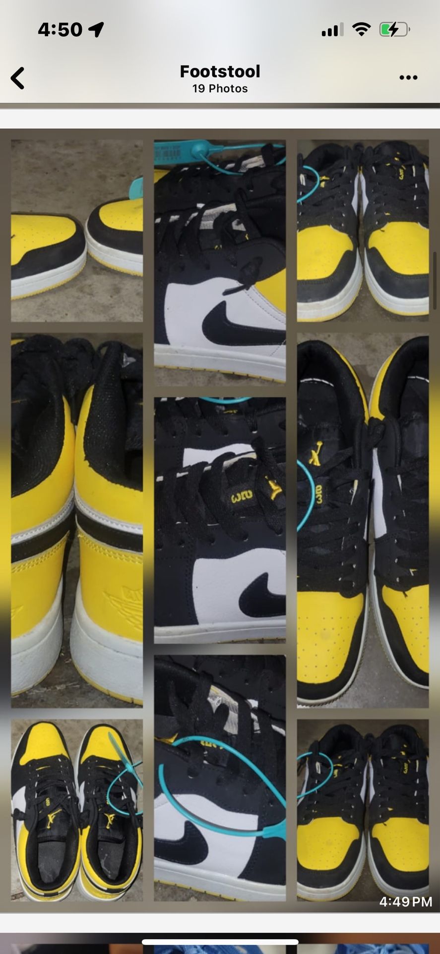 Size 9.5 Blk/white/yellow Jordan/Nike