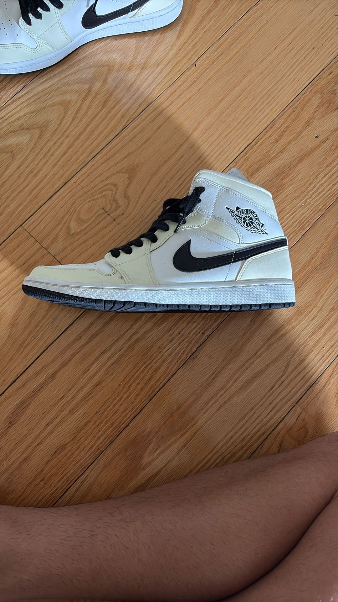 Nike Air Jordan 1 Mid Coconut Milk White Black Sneakers