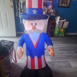 Gemmy Airblown Inflatable Patriotic Uncle Sam with Top Hat July 4th Life Sized Decoration - 4-foot Tall

